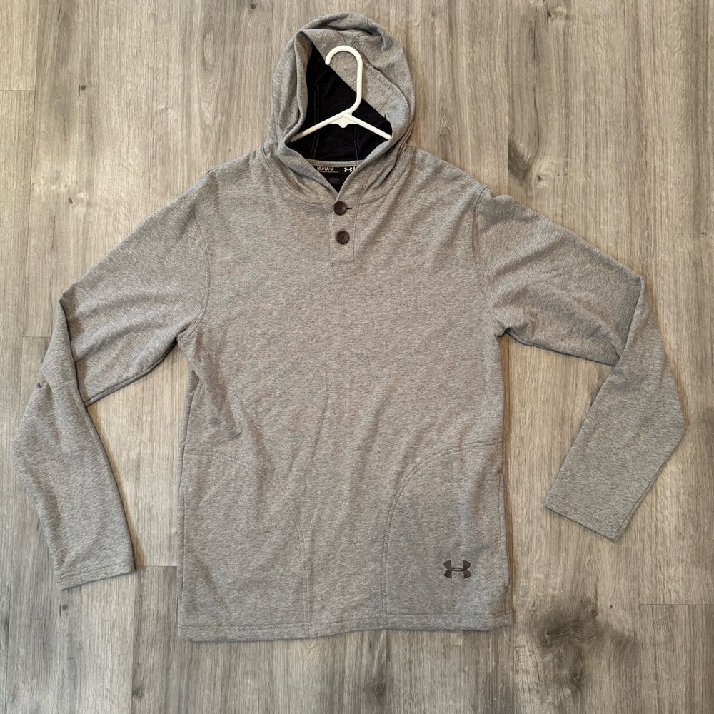 [SOLD] Under Armour Men's Lined Gray Hooded Sweat Shirt W/ Side Pockets M